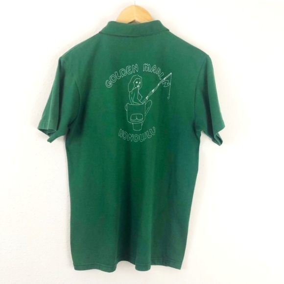 Hanes Activewear Green Graphic Print Polo Shirt Men Size S (34-36) - Picture 2 of 7